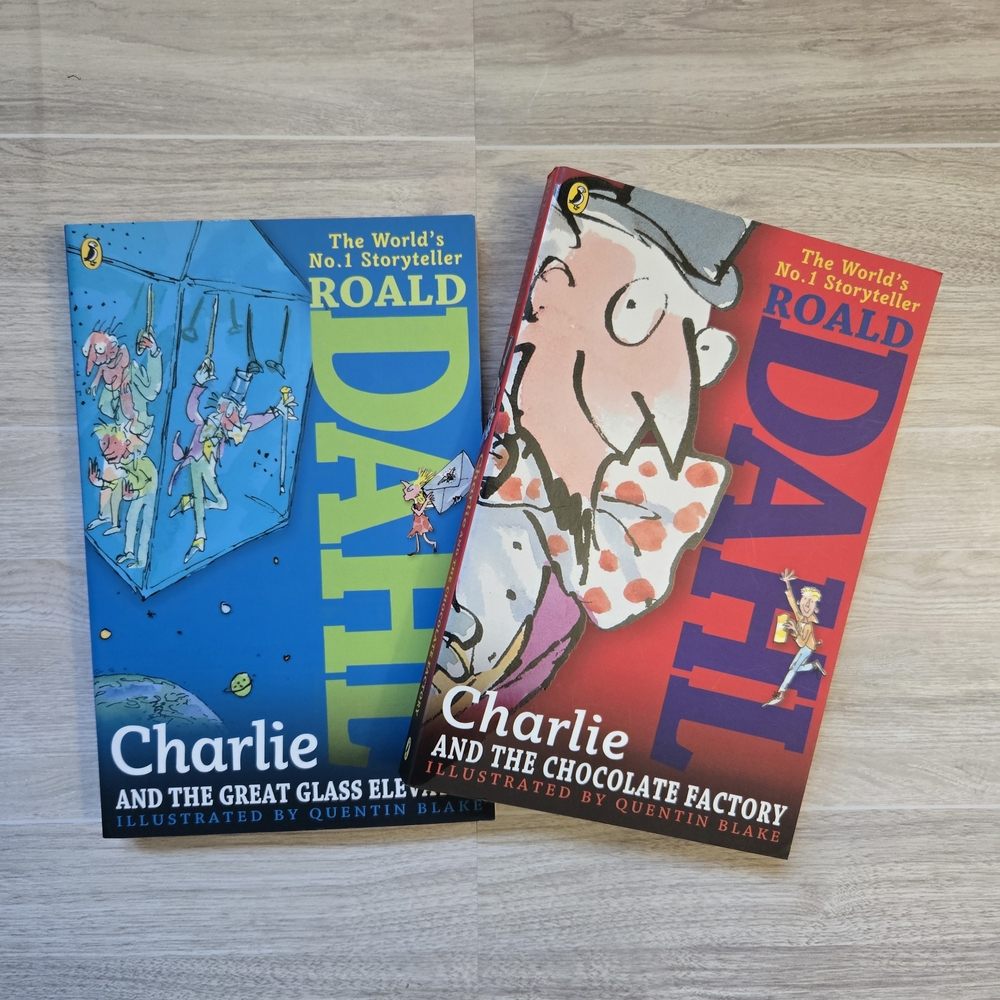 Roald Dahl Charlie Book Set: Chocolate Factory & Great Glass Elevator Paperback